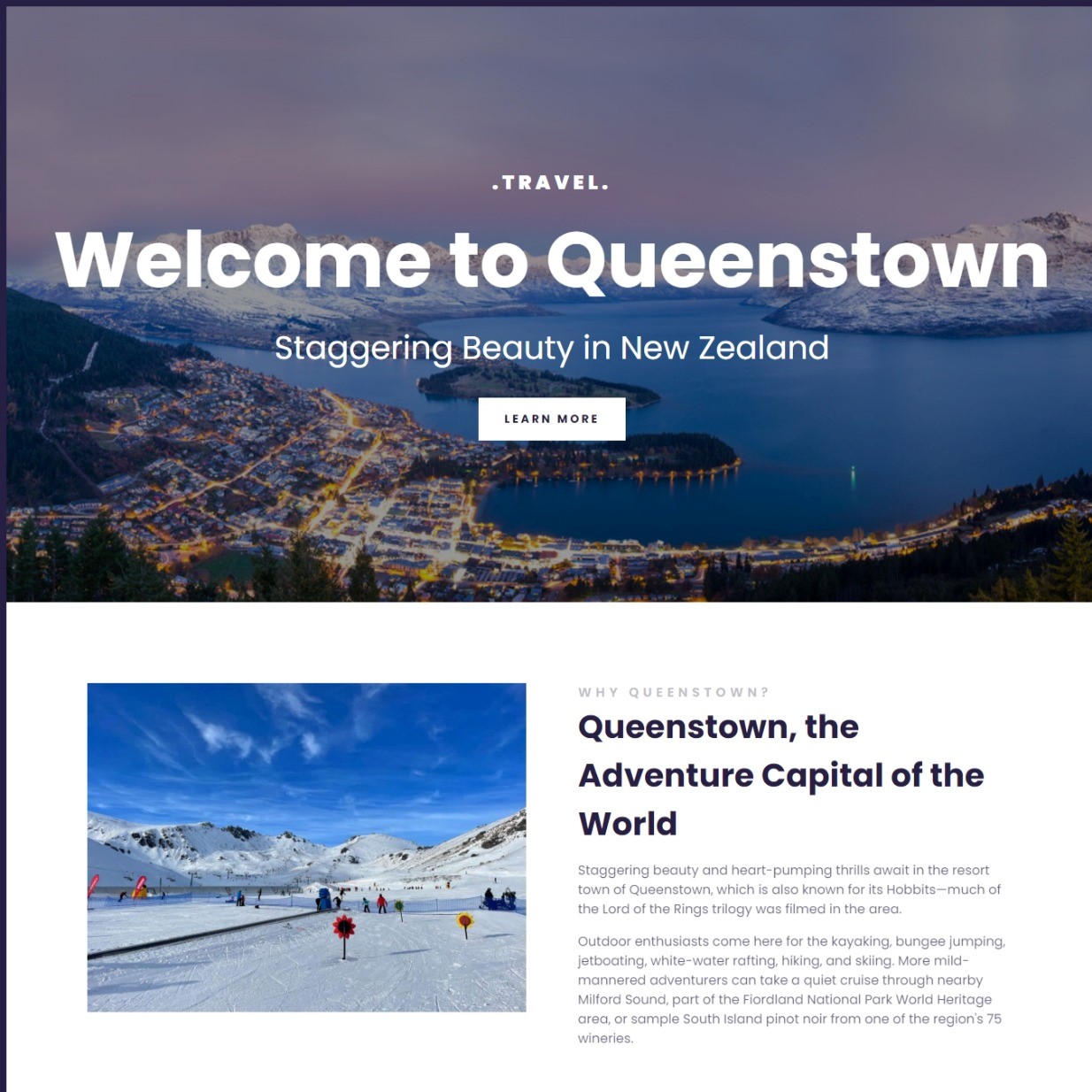 Queenstown Travel page preview