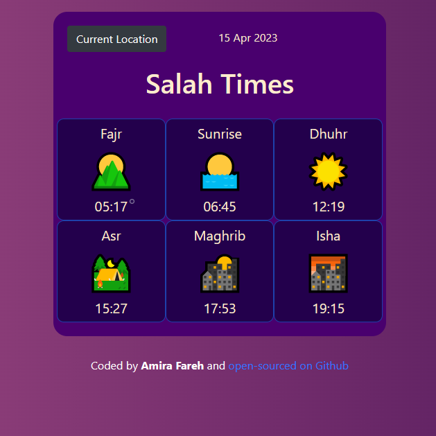 Salah Time App preview